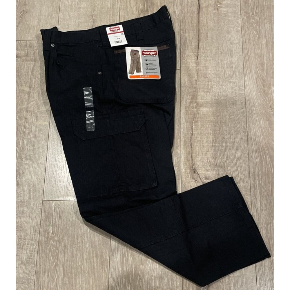 Wrangler Workwear Men's Cargo Pocket Carpenter Work Pants 34x30 Black NWT